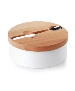 Cukiernica z łyżeczką - Ceramiczna - Okrągła - 14,7x6cm