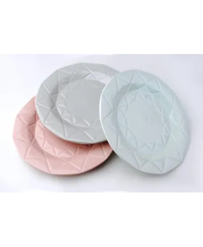 Talerz obiadowy, płaski - ceramiczny - 24 cm - Adel Pink