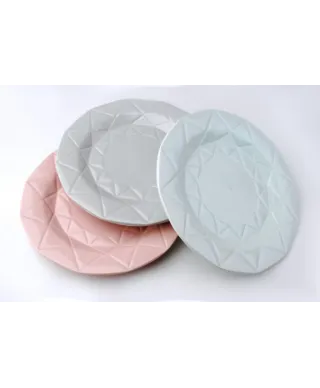 Talerz obiadowy, płaski - ceramiczny - 24 cm - Adel Pink