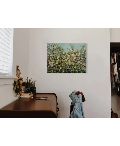 Yellow Hollyhocks - obraz na płótnie