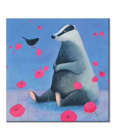 Badger on Blue - obraz na płótnie