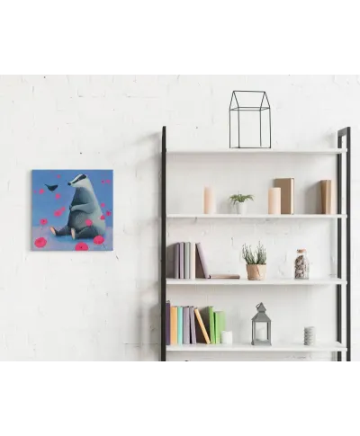 Badger on Blue - obraz na płótnie