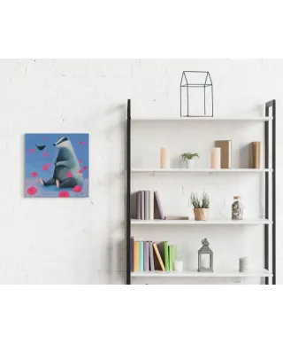 Badger on Blue - obraz na płótnie