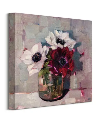 Anemones in a Jam Jar - obraz na płótnie