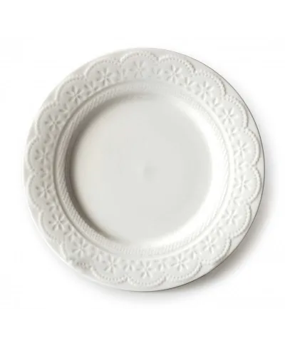 Talerz deserowy, porcelanowy - Biały Koronka 19 cm
