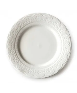 Talerz deserowy, porcelanowy - Biały Koronka 19 cm