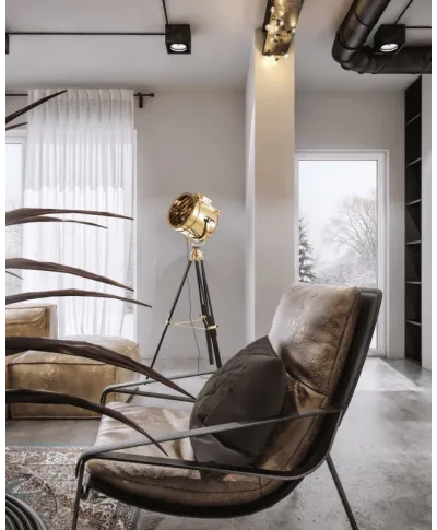 Lampa Stojąca - Podłogowa Złota Futuris