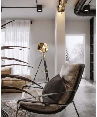 Lampa Stojąca - Podłogowa Złota Futuris