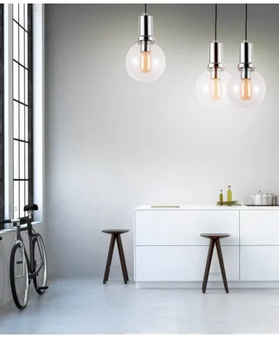 Lampa wisząca - Chrom - Przezroczysta - Dorito D15