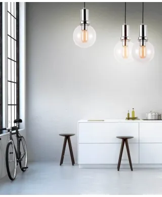 Lampa wisząca - Chrom - Przezroczysta - Dorito D15