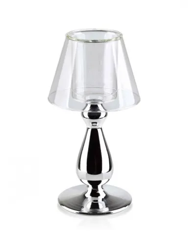 Świecznik szklany - Mary srebrny - 22,5cm