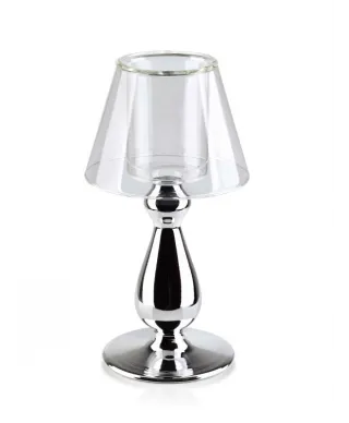 Świecznik szklany - Mary srebrny - 22,5cm