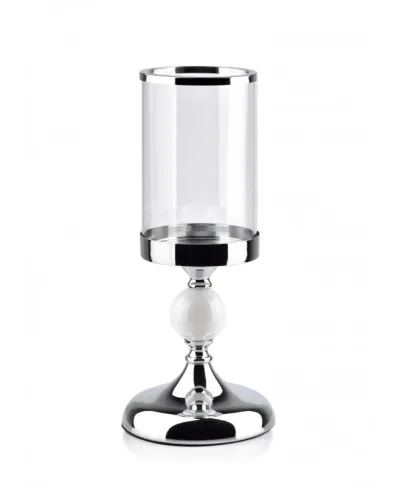 Świecznik - Szklany chrom - Chantal - 13x30cm