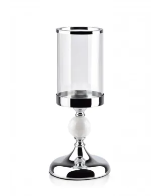 Świecznik - Szklany chrom - Chantal - 13x30cm