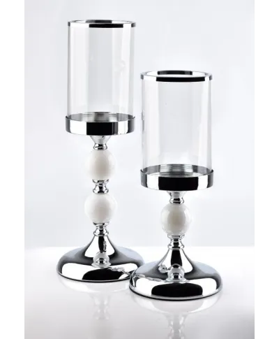 Świecznik - Lampion, szklany - Duży - Chantal SR - 13x37cm