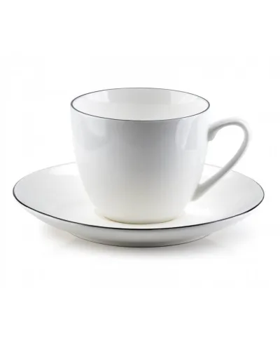 Filiżanka ze spodkiem - biała porcelana - SIMPLE - 220ml