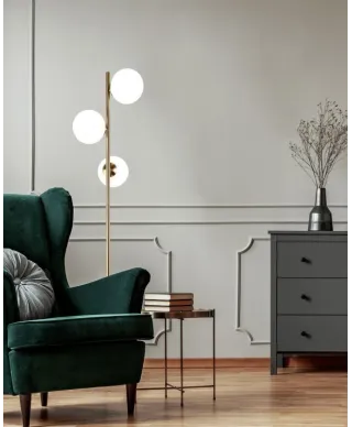 Lampa stojąca - Podłogowa - Złota - Fredica - W3