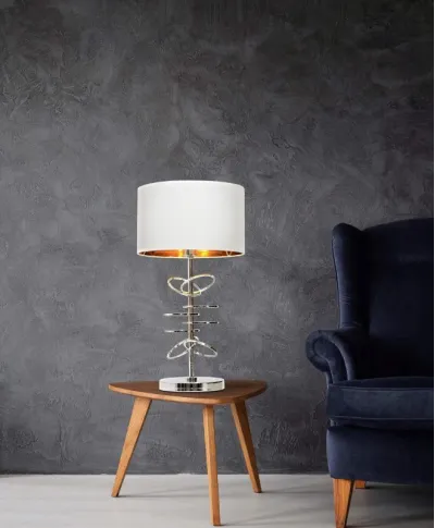 Lampa stołowa Glamour - Lampka nocna Biało chromowana Milari