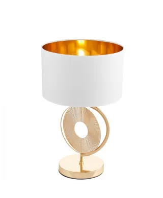 Lampka nocna Glamour Biało złota - Lampa stołowa Monteroni