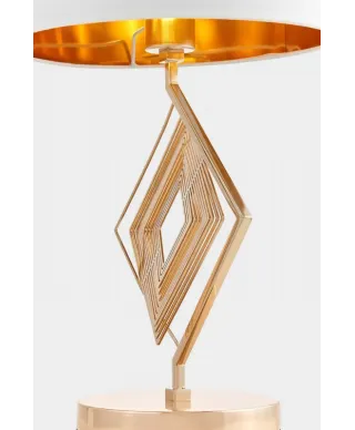 Lampa Stołowa biało złota - Glamour Lampka nocna Benardi