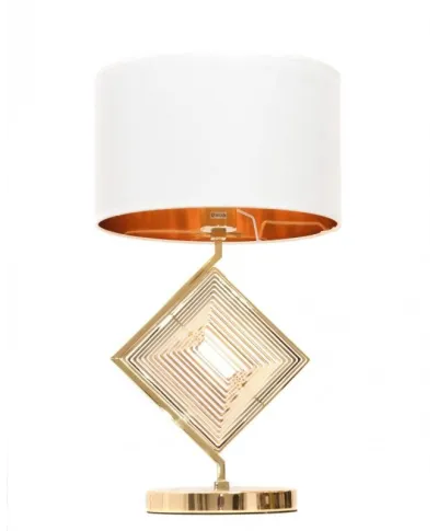 Lampa Stołowa biało złota - Glamour Lampka nocna Benardi