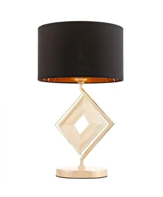Lampa stołowa Glamour - Lampka nocna Czarno Złota - Benardi