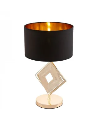 Lampa stołowa Glamour - Lampka nocna Czarno Złota - Benardi