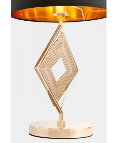 Lampa stołowa Glamour - Lampka nocna Czarno Złota - Benardi