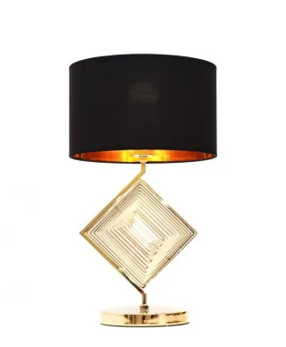 Lampa stołowa Glamour - Lampka nocna Czarno Złota - Benardi