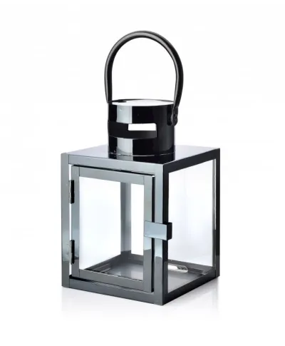Latarnia metalowa - Czarna Leone - 19cm