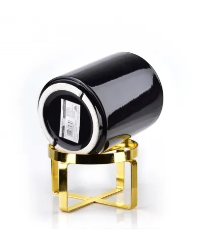 Doniczka na stojaku - Kwietnik czarno złoty - 13x15cm