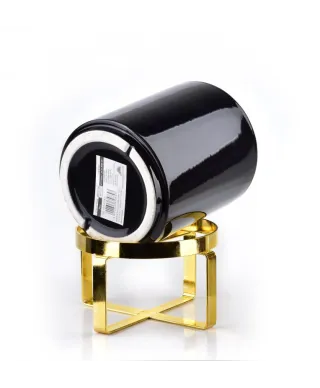 Doniczka na stojaku - Kwietnik czarno złoty - 13x15cm