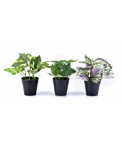 Kwiaty sztuczne w doniczce - Liście - 15cm