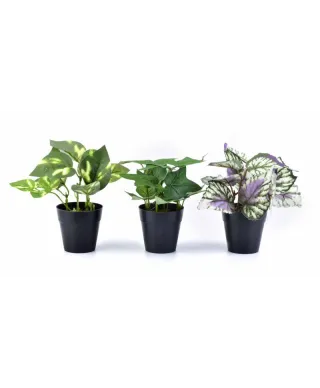 Kwiaty sztuczne w doniczce - Liście - 15cm