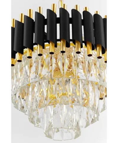 Żyrandol Kryształowy - Czarno Złoty Mazini D40