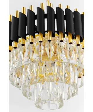 Żyrandol Kryształowy - Czarno Złoty Mazini D40