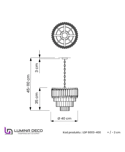 Żyrandol Kryształowy - Czarno Złoty Mazini D40