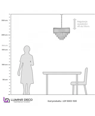 Żyrandol Kryształowy - Klasyczny Czarno Złoty Mazini D50
