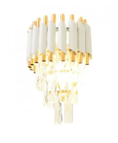 Lampa ścienna - Kryształowy Kinkiet Biało złoty - Mazini W2