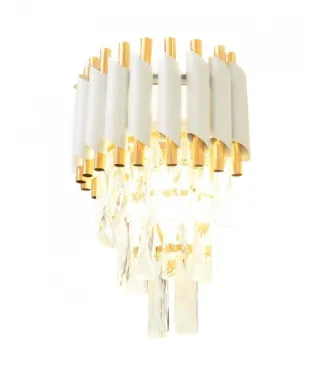Lampa ścienna - Kryształowy Kinkiet Biało złoty - Mazini W2