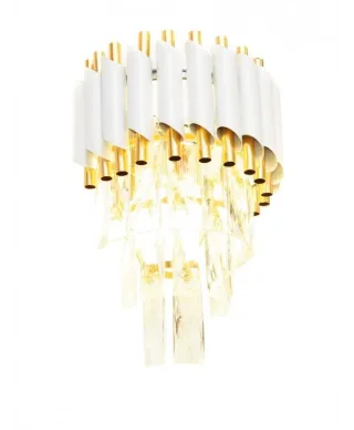 Lampa ścienna - Kryształowy Kinkiet Biało złoty - Mazini W2