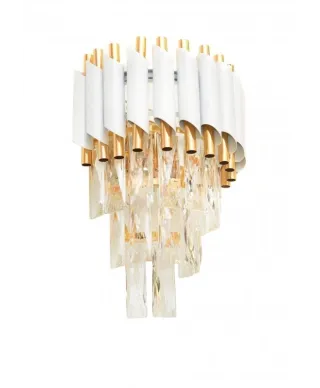 Lampa ścienna - Kryształowy Kinkiet Biało złoty - Mazini W2