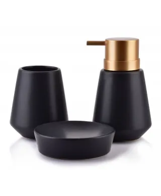 Komplet łazienkowy ceramiczny - Eda Black - 3 elem.