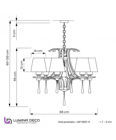 Żyrandol Klasyczny - Kryształowy Złoty Venisia W6