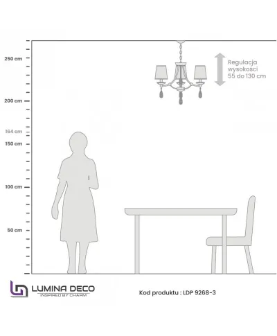 Żyrandol Klasyczny - Kryształowy Złoty Dominni W3