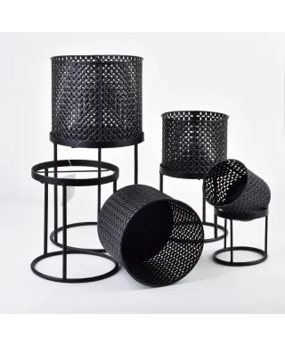 Komplet kwietników metalowych - 4szt. - Czarne