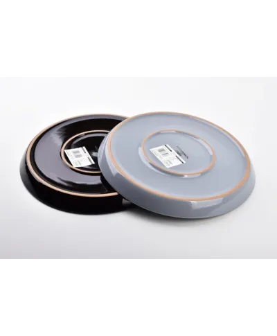 Talerz obiadowy - Porcelanowy - Czarny - Nadine - 24cm