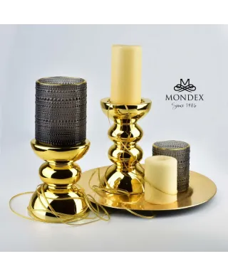 Świecznik szklany - Szary Rita - 10cm