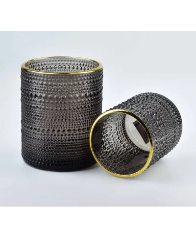 Świecznik szklany - Szary Rita - 10cm