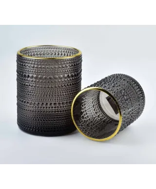 Świecznik szklany - Szary Rita - 10cm